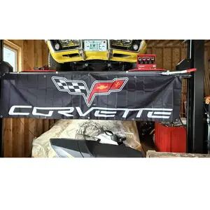 2D Flat Banner 1pc, Corvette Flag Mechanical Chevrolet Flag, No Power Required, Ideal for Events and Displays, Durable Design, Decoration
