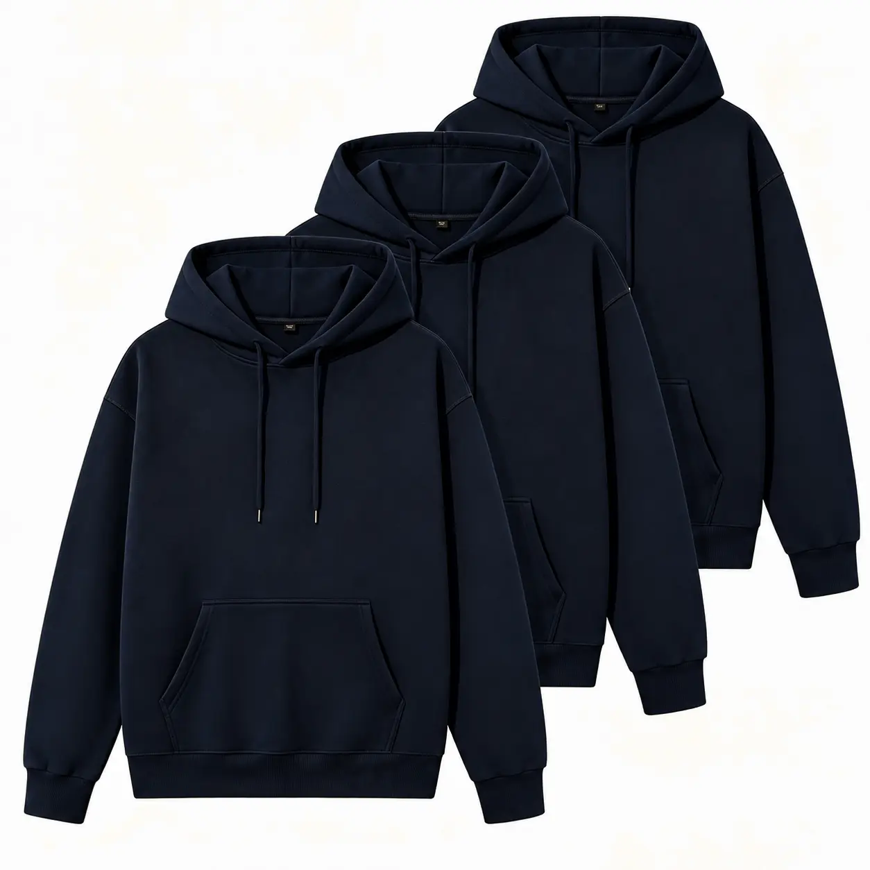 Men's Unisex 3-Pack Heavyweight 100% Cotton Oversized Pullover Hoodies, Casual Streetwear Hooded Tops with Kangaroo Pocket, Soft Daily Wear