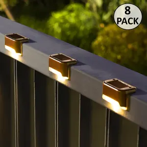 8-Pack Solar Deck Lights – Waterproof Outdoor LED Step Lights, Warm White, Auto On/Off, Easy Install for Patio, Stairs, Fence, Garden Landscape Lighting