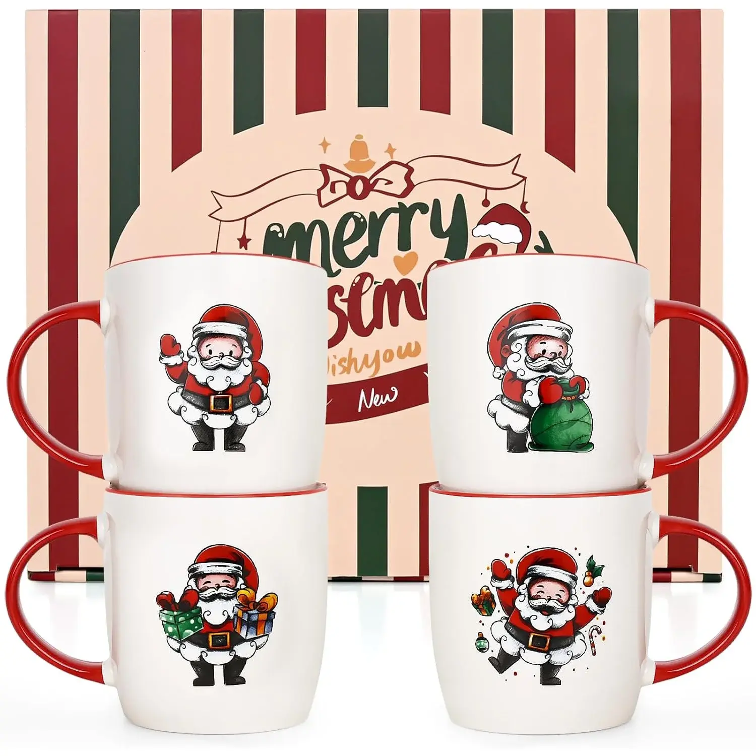 Futtumy Christmas Gifts for Ceramic Mugs, Christmas Santa Claus Themed Mugs Gifts, Christmas Birthday Gifts for Men Women Teacher Coworker Friends, White 11 Fl Oz Coffee Mugs Ceramic Mug Tea Cup Futtumy
