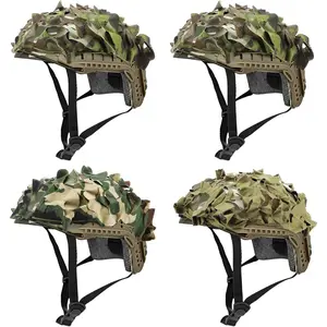 4 Pcs Camo Leaf Tactical Helmet Scrim Cover, Military Tactical Accessories for Airsoft Combat Paintball Hunting Shooting - Helmet Not Included