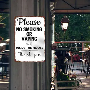 "No Smoking or Vaping" Vintage Wall Decor Metal sign,8X12Inch High-Definition Print Tin Poster, Weatherproof & Rust-Resistant for Home, Garage,Patio, Porch & Private Space, Durable Wall Art,Aluminum Plaque Gift