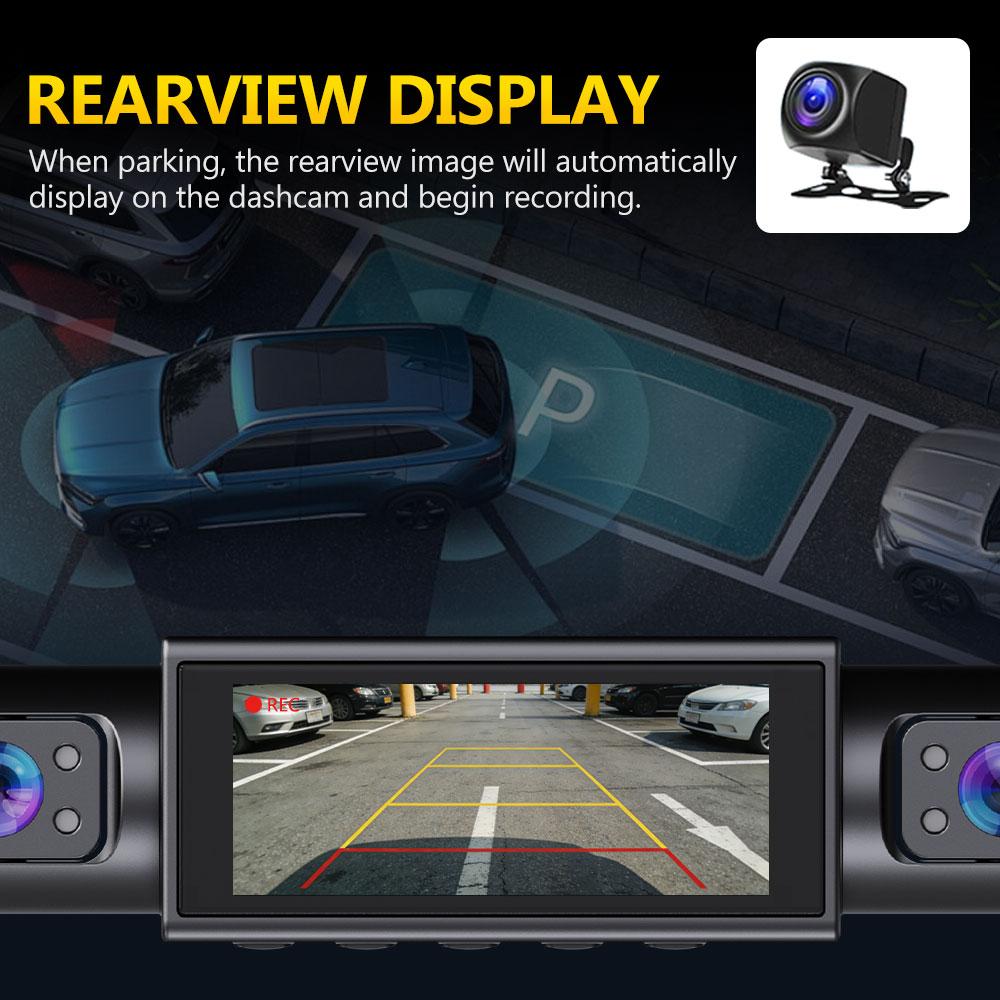 4 Channel Dash Cam 1080P FHD 360° Surround View, 3.18" IPS Display, Built-in 2.4GHz WiFi App Control, WDR, Loop Recording, Reverse Assist, 4 Lens Front Rear Inside Left Right Car Driving Recorder-YY