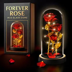 Glass Rose – LED Rose in Glass Dome Flower Lights, Romantic Flowers Roses for Home Decor, Valentine's Day & Birthday Gifts for Women |   Home Decor Gifts for Girlfriend – Elegant Lighting Solution,gift for Mother's day