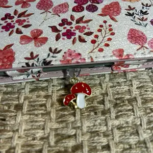 Mushroom or Little Chili Charm for Kindle, IPads, Tablets & Phones - Fits C Plugs - Red Mushroom Design with White Center - Cute Accessory for Cellphones & Smartphones