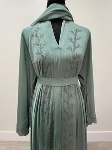 Rhinestone Embellished Abaya – Elegant Sparkle | Asiyah’s Collection