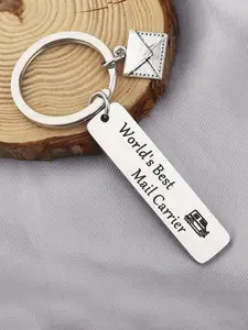 [Best Stainless Steel Keychain] World's Best Mail Carrier Stainless Steel Letter Pattern Keychain - Perfect Christmas Gift for Postal Workers
