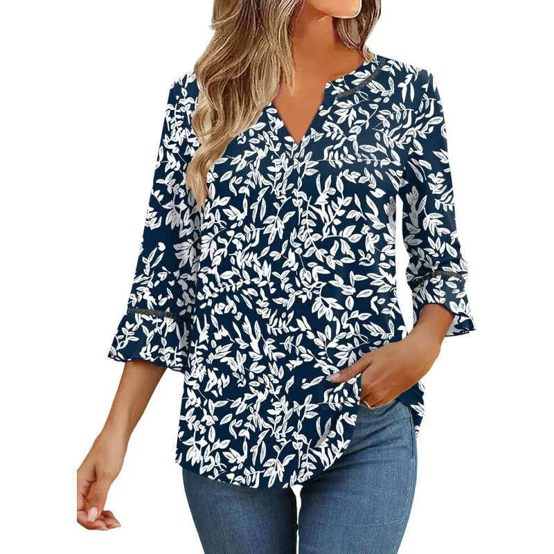 F-navy Blue White Floral