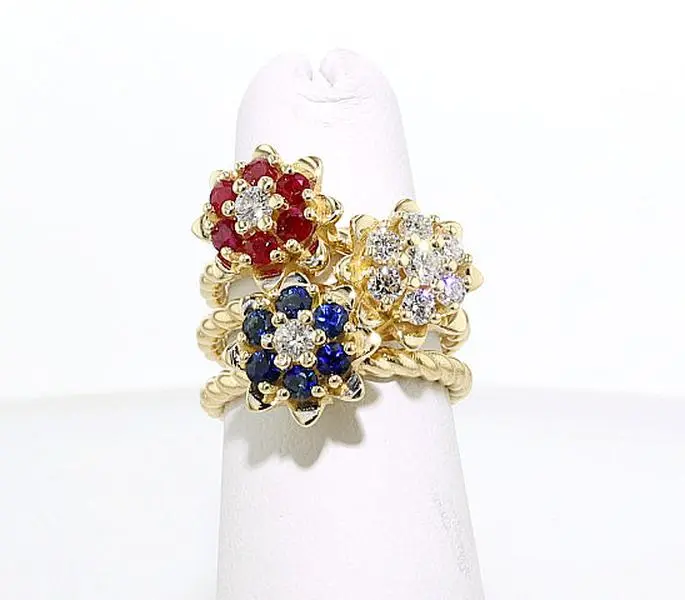 Celebrate America Original Large Tulip Rings™ 3 Ring Bundle- Gold-Filled