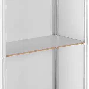 Promotion Counter Table, Portable Tradeshow Podium Table, 30.91" x 14.96" x 71.46", Display Exhibition Counter Stand Booth Fair with Wall, Pop Up Podium with Storage Rack/Carrying Bag