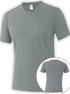 Men's Checked & Plain Round Neck Sports Tee, Regular Fit Casual Comfy Breathable Short Sleeve T-shirt for Marathon Running Gym Workout, Men's Sportswear for All Seasons