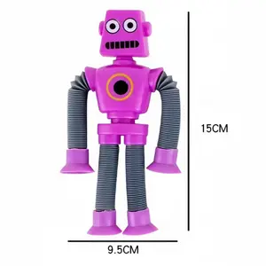 Popular Transformable Suction Cup Robot Telescopic Tube Toy, Novelty Stress Relief Toy
