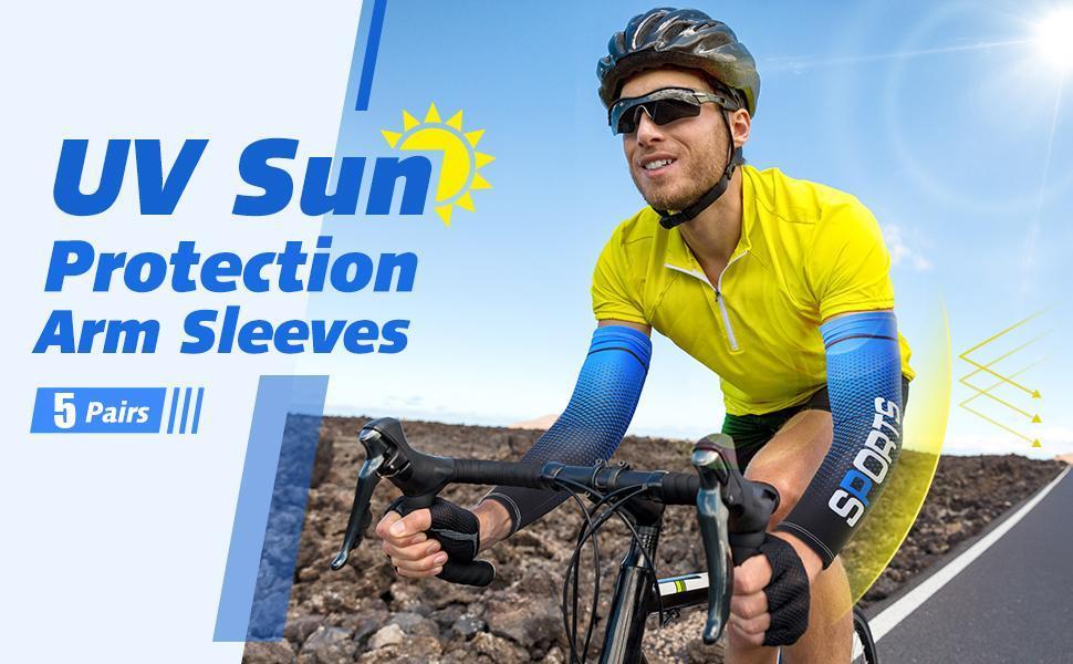 UV Protection Arm Sleeves 5 Pairs Cooling Breathable Sun Covers for Running Cycling Driving