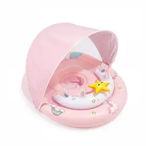 Cute Inflatable Unicorn Sunshade Swimwear, Summer Underarm Dual Ring Float, Suitable for Beach Outdoor Indoor, Kids Water Pool Toy