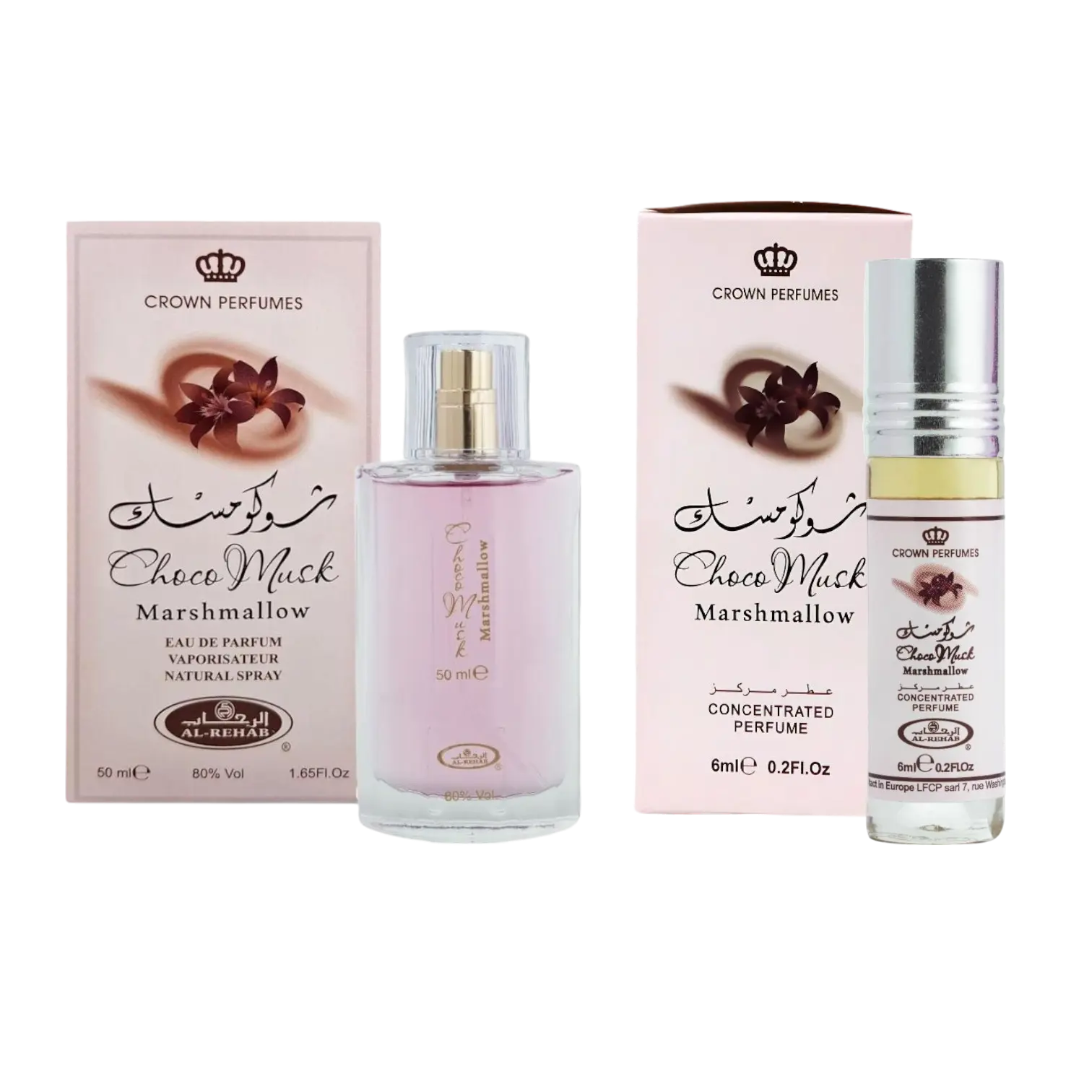 (2pc Bundle Pack) Choco Musk Marshmallow - 6ml Perfume Oil Roll-On + 50ml Perfume Spray by Al-Rehab