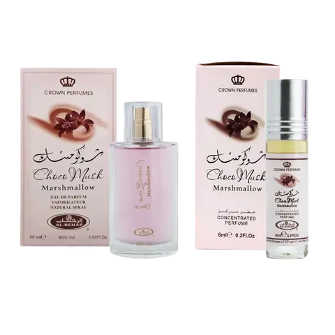 (2pc Bundle Pack) Choco Musk Marshmallow - 6ml Perfume Oil Roll-On + 50ml Perfume Spray by Al-Rehab