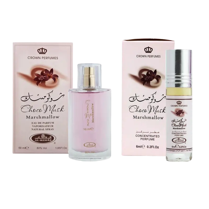 (2pc Bundle Pack) Choco Musk Marshmallow - 6ml Perfume Oil Roll-On + 50ml Perfume Spray by Al-Rehab