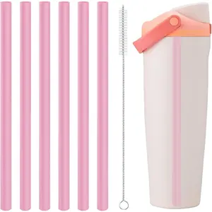 Straws Replacement Compatible with  Freepsip 24oz,32oz Water Bottle,Replacement Parts For  Free Sip Sway 30 oz,Include 6  Straws and 1 Cleaning Brush,