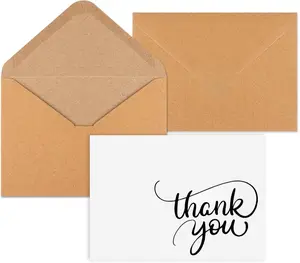 34 PCS Baby Shower Thank You Cards With Envelopes 3.5"x5" Blank Dark White Notes Kraft Paper Envelopes & Stickers for Weddings & Occasions