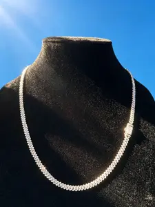 hip-hop style 14mm ice diamond icy Cuban chain, Cuban rope chain, street hip-hop culture accessory, hip-hop jewelry, Streetwear Statement Jewelry, suitable for parties, Halloween, anniversary gifts
