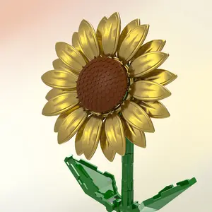 Golden Sunflower 2‑Pack Bouquet Building Kit, DIY Sunflower Flower Set for Women & Adults, Artificial Eternal Sunflower Home Decor Display, Cheerful Creative Gift for Her