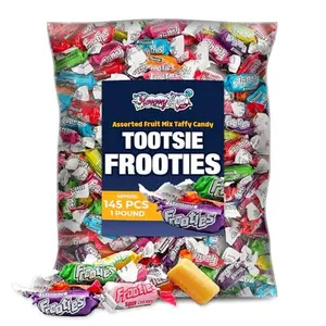 FROOTIES Taffy Candy 1 LB (10 Assorted Mix Flavors) - Bulk Candy, Individually Wrapped Candy, Fruit Chews, Peanut and Gluten Free, Individually Wrapped Candy, 16 oz (145 pieces)