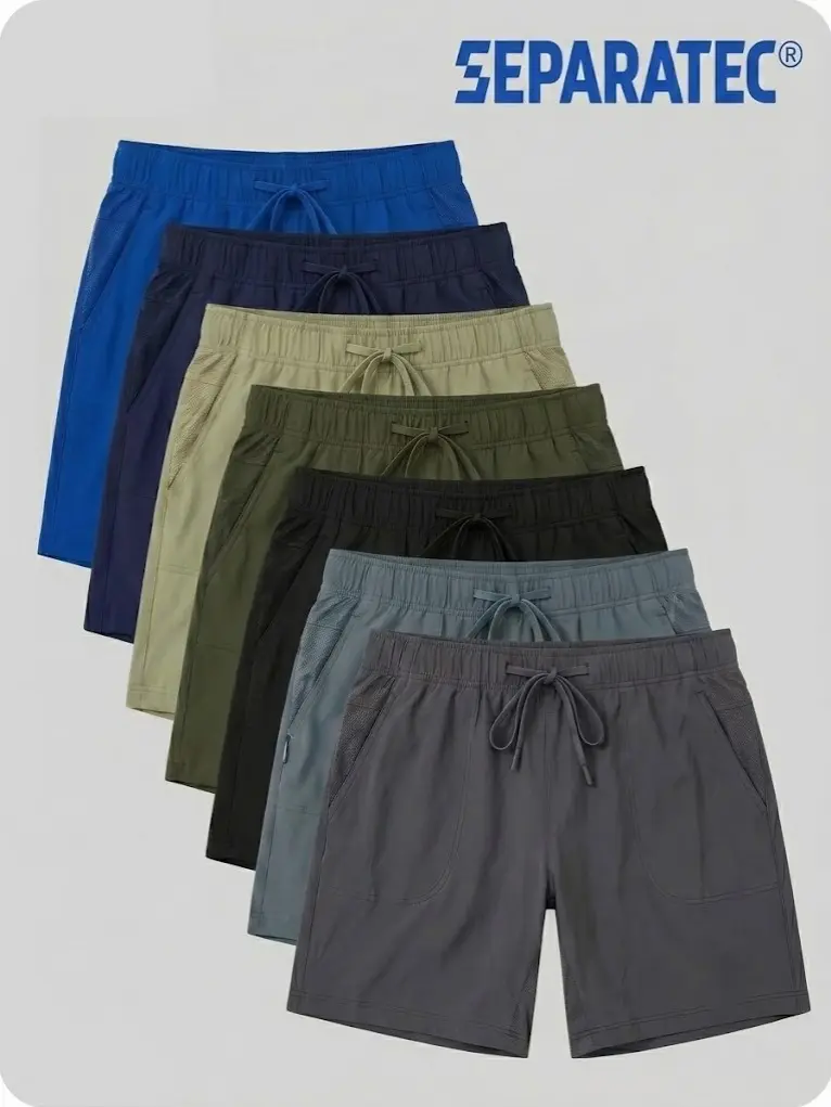 Separatec Men's 7" Athletic Shorts, Polyester Lightweight Dry-Fit Fabric, Sweat Wicking, Zipper Pockets, for Hiking Running Casual Outdoor Active, Dry-Fit Men's Shorts - 1 Pack