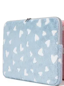 Plush Heart Pattern Laptop Sleeve Bag, Fits 11/14/15 Inch Mainstream Sizes, Storage & Protection for Digital Devices, Decorative Value