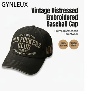 GYNLEUX 100% Bitter Old F*ckers Club Lifetime Member Wash Hat Funny Pigment Low Profile Cap for Men Vintage Comfort Baseball Hat Perfect Sarcastic Gift for Dad Grandpa Husband or Friends