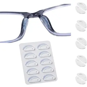 Eyeglass Nose Pads-Upgraded Soft Silicone Adhesive Glasses Nose Pad, Anti-Slip Nose Pads for Glasses Full Plastic Frames Sunglasses (5 Clear Pairs)