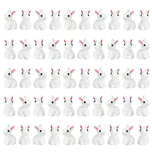 20 Miniature Rabbit Figurines, Resin Bunny Decorations, DIY Micro Landscape and Mini House Ornaments, Home Room Living Room Office Decoration, Decorative Figurines