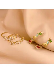 Jinzai Yuye High-end, Light Luxury, Cross-border Zircon Earrings, Titanium Steel, Non-fading, New Style, Small-scale Color Diamond Stud Earrings