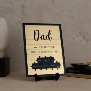 Meaningful Christmas gifts for dad from kids, Heartfelt Christmas gifts for Dad from Daughter, Custom Father’s Day gifts for Daddy, Personalized gift for Dad, Up to 15 Custom Engraved Puzzle Pieces Decor Frame
