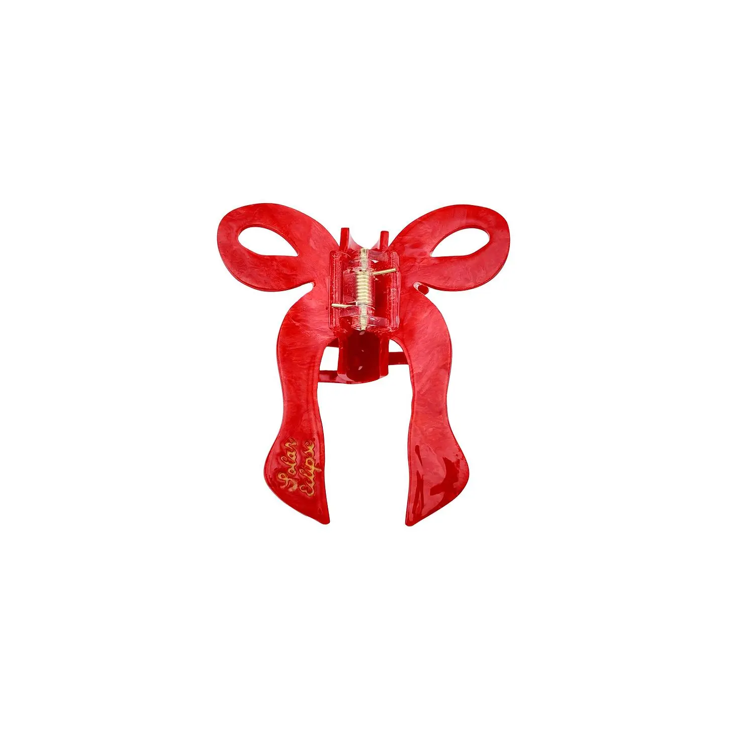 Solar Eclipse Hand-painted Coquette Bow Claw Hair Clip in Red