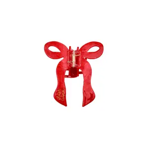 Solar Eclipse Hand-painted Coquette Bow Claw Hair Clip in Red