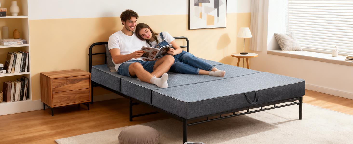 WINZOO Modern Twin Size 6-Inch Dual-Layer Memory Foam Futon Mattress - Portable Sofa Bed with Removable Washable Cover, Handle, Non-Slip Bottom for Guests, Camping WINZOO Modern Twin Size 6-Inch Dual-Layer Memory Foam Futon Mattress - Portable Sofa Bed with Removable Washable Cover, Handle, Non-Slip Bottom for Guests, Camping