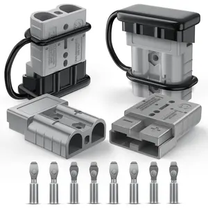 Nilight Anderson Connector 50AMP 6AWG Anderson Plug 12V-36V Battery Quick Connect/Disconnect Wire Harness Plugs Connectors Kit for 6 Gauge Cables Car Marine ATV Trailer Towing Winch Motor, 4 Pack Grey