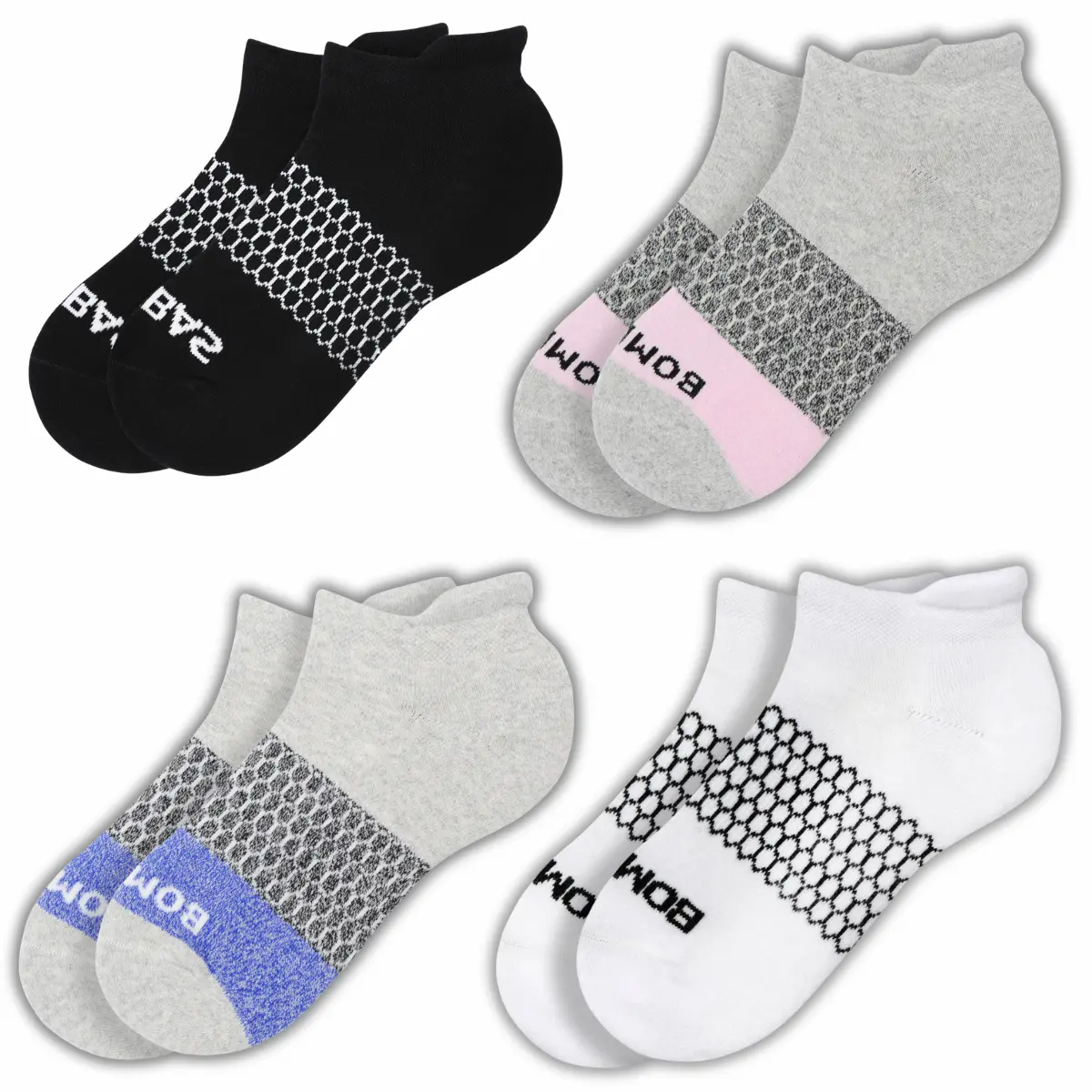 2,3,5 Pairs Bombas Tri-Block Ankle Socks for Women, Men | Multi Colors Unisex Running Socks, Seamless Toe, Compression Socks | Stylish Socks