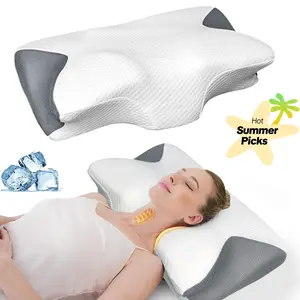 Memory Neck Pillow, Adjustable Ergonomic Memory Foam Neck Pillows, Cervical Support, Breathable & Removable Pillowcase, Mother's Gift