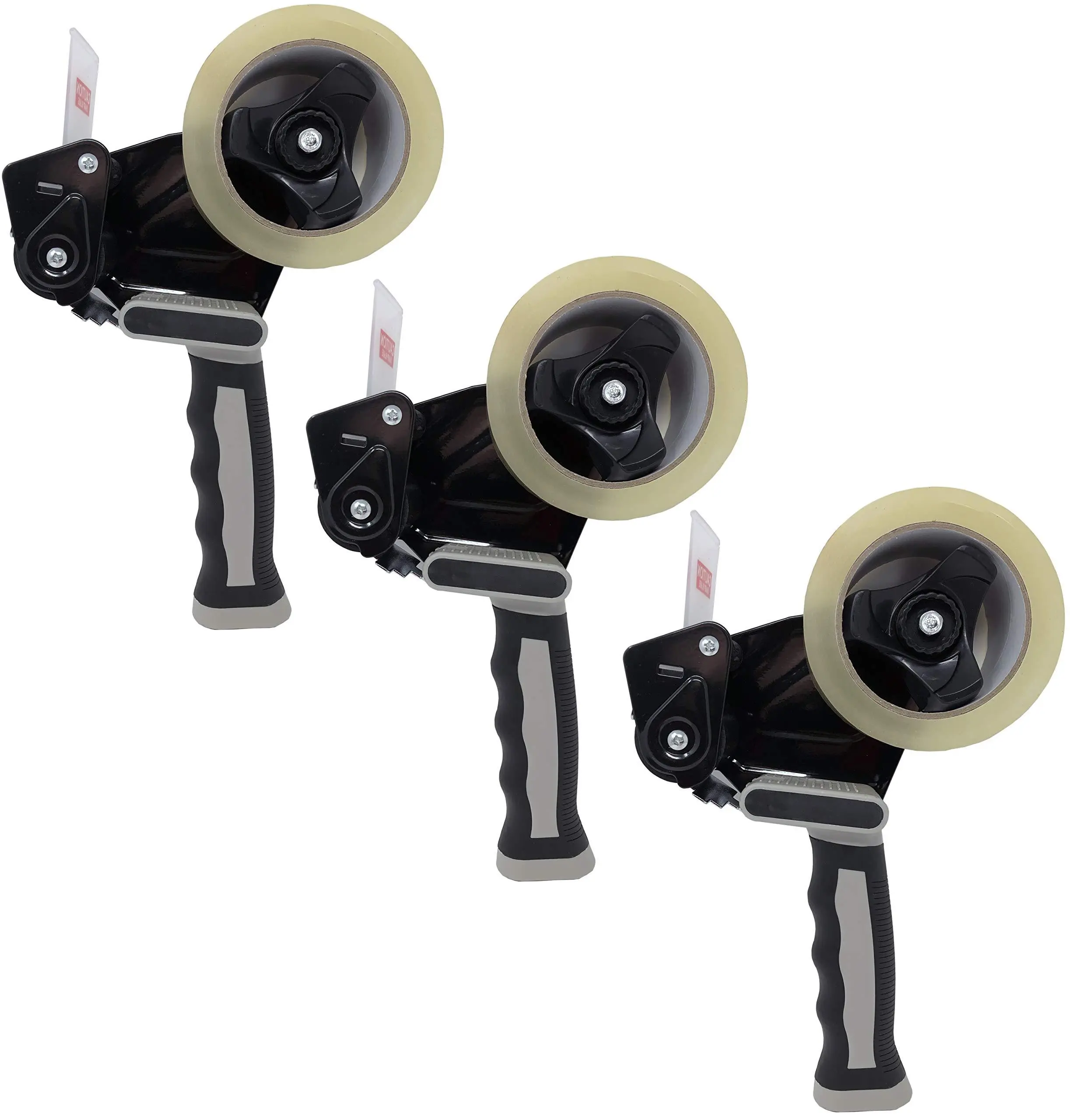 Clipco Tape Dispenser Gun Packing Tape Included (3-Pack) (Black-Gray)