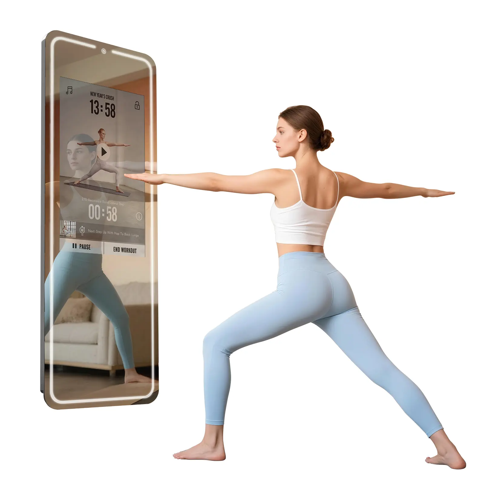 MWE Smart LCD Fitness Mirror for Home Gym & Sports, 32" Touchscreen Open System, No Subscription Fees, Unisex Athletic Use, Supports Fitness Apps, Wall-Mountable & Free-Standing, Compatible with Home Workout Equipment