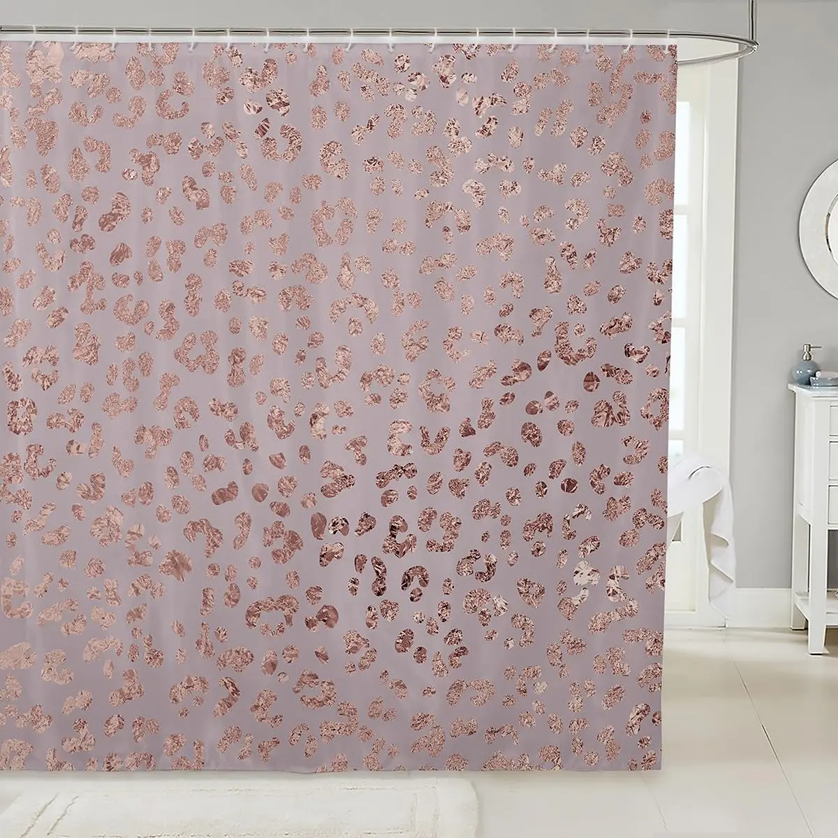 Luxury Pink Leopard Print Bathroom Curtain - Waterproof Fabric - Safari Cheetah Print - Wild Animal Theme - Perfect,and Stalls