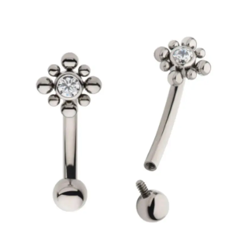 Invictus 16G 8 Bead CZ Titanium Curved Barbell