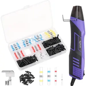 100Pcs Heat Shrink Solder Seal Wire Connectors with Heat Gun & 200Pcs Heat Shrink Tubing, 350W 2-Temp Mini Heat Gun for Automotive Marine Wiring Repair