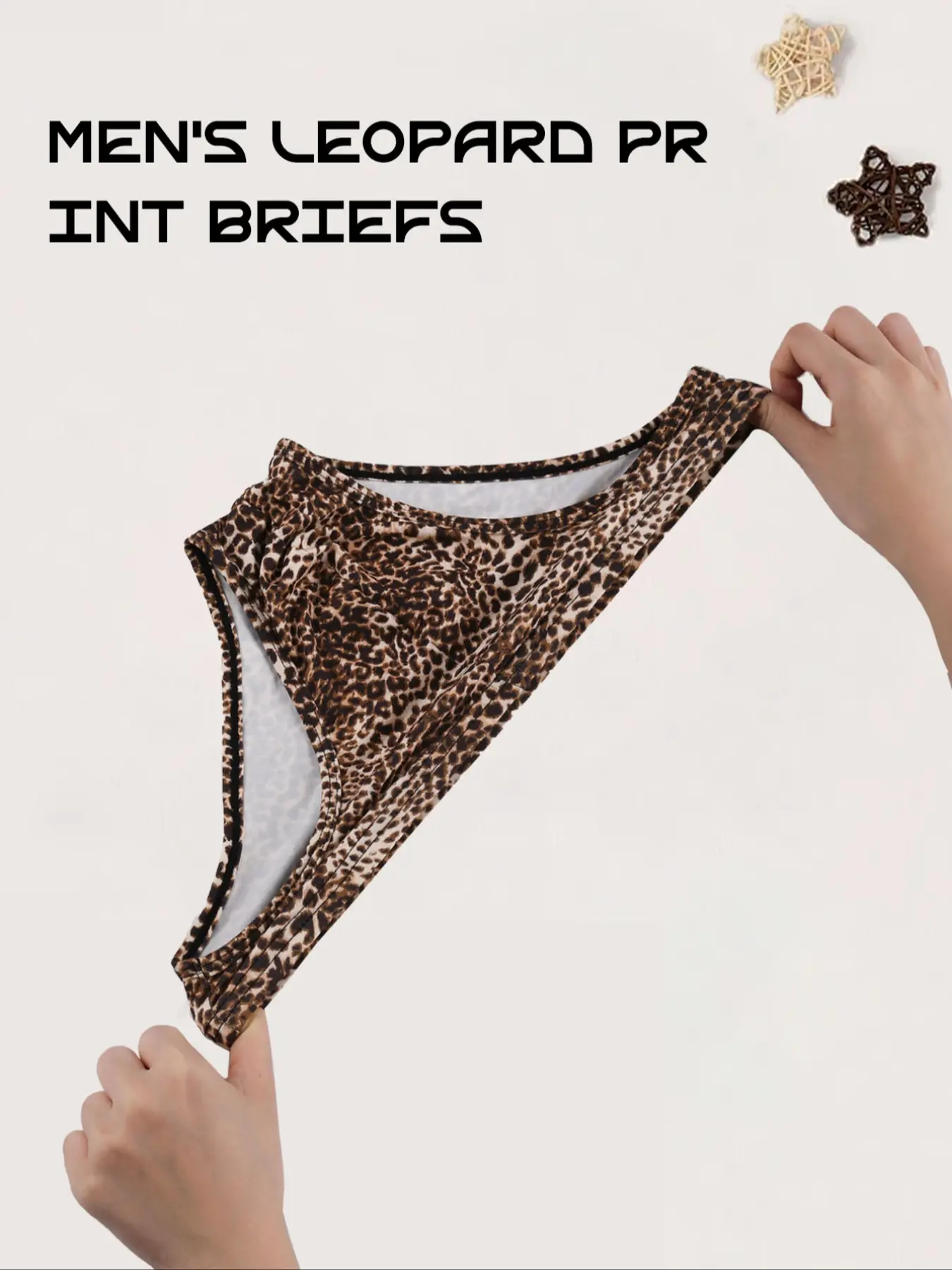 Men's Triangle Underwear Fitted 1 Piece, Sexy Leopard Print, Polyester & Spandex Fabric, Comfortable Breathable, Casual Daily Wear