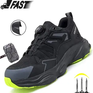 Rotary Buckle Work Safety Shoes Steel Toe Cap Light Breathable Sneaker For Men Anti-smash And Anti-puncture Safety Sneakers Indestructible Shoes