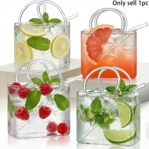 Handbag Glass Cup, 26oz Unique Wine Glass Hand Bag, Women Party Gift, Drink Holder, Thick Bottom Wine Glass, Fish Tank Vase, Creative Drinking Cup, Stylish Drinkware
