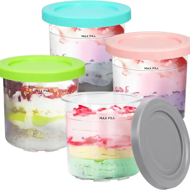 Ninja Creami Pints with Lids - 2-Pack 16oz Kitchen Utensils, Airtight Leak-Proof Stackable BPA-Free Dishwasher-Safe Containers Compatible with NC299AMZ & NC300s Series for Home Use