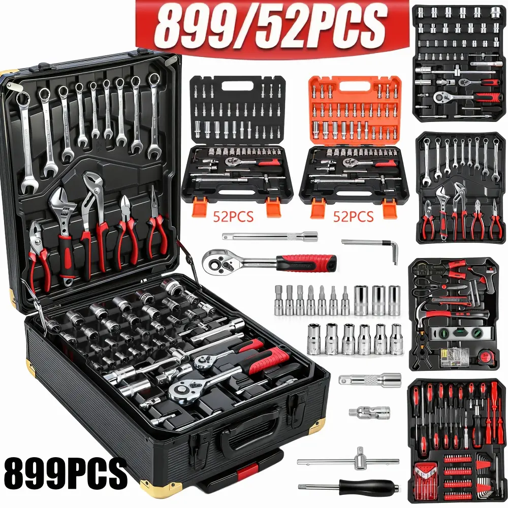 899/52pcs Professional Tool Set, Multi-functional Toolbox, Portable Design, for Home And Car Repair, A Tool Set for Enthusiasts And Professionals, A Gift for Friends, Local Shipping