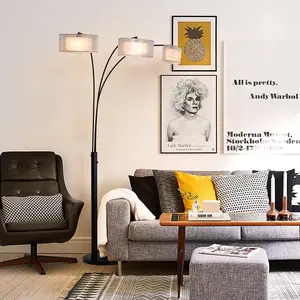 Amarillo 3 Light Arc Floor Lamp - Matte Black